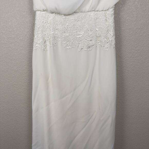 Tadashi Shoji Lilo Back Drape Wedding Gown Ivory 6 Elegant Formal Bridal - Picture 10 of 15